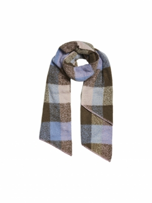 PCPYRON CHECKED LONG SCARF NOO 294440 Hydrange