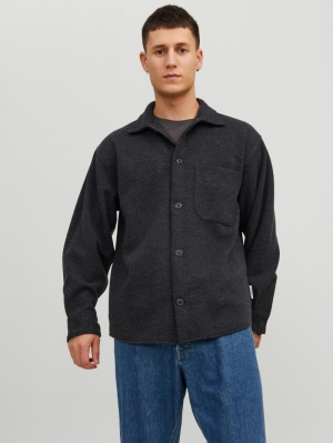 JORZAC MELANGE OVERSHIRT LS 178012 Black