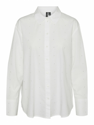 VMCHARLOTTE STUD LS SHIRT WVN 175598 Snow Whi