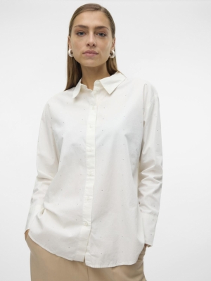 VMCHARLOTTE STUD LS SHIRT WVN 175598 Snow Whi