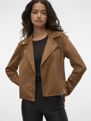 VMJOSE SHORT FAUX SUEDE JACKET 195781 Cognac