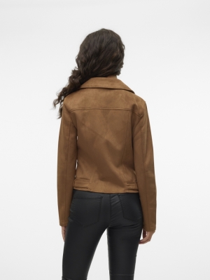 VMJOSE SHORT FAUX SUEDE JACKET 195781 Cognac