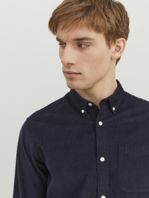 JJECLASSIC CORD SHIRT LS SN 175876 Navy Bla