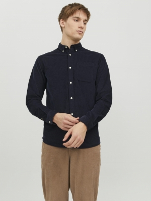 JJECLASSIC CORD SHIRT LS SN 175876 Navy Bla