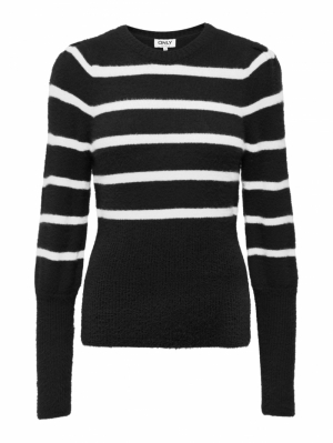 ONLPIUMO LS PUFF STRIPE O-NECK 177911002 Black