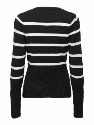 ONLPIUMO LS PUFF STRIPE O-NECK 177911002 Black