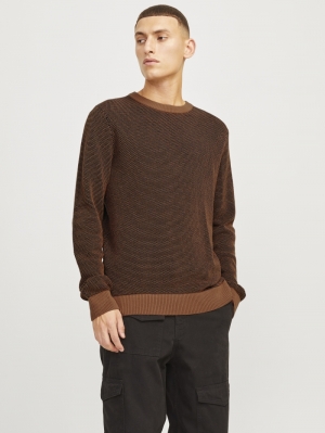 JJEGLOBE KNIT CREW NECK NOOS 175688 Mocha Bi