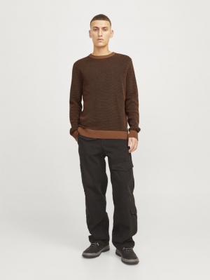 JJEGLOBE KNIT CREW NECK NOOS 175688 Mocha Bi