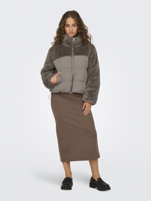 ONLWANJA FUR PUFFER MIX JACKET 239935 Walnut