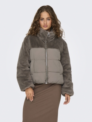 ONLWANJA FUR PUFFER MIX JACKET 239935 Walnut