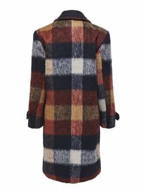 ONLALINA LIFE CHECK WOOL COAT 229735001 Rust/