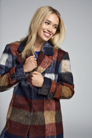 ONLALINA LIFE CHECK WOOL COAT 229735001 Rust/