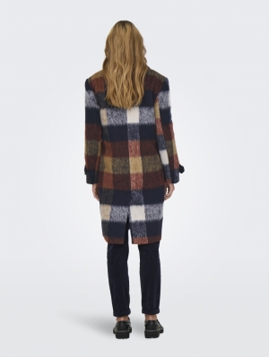 ONLALINA LIFE CHECK WOOL COAT 229735001 Rust/