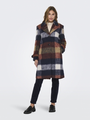 ONLALINA LIFE CHECK WOOL COAT 229735001 Rust/