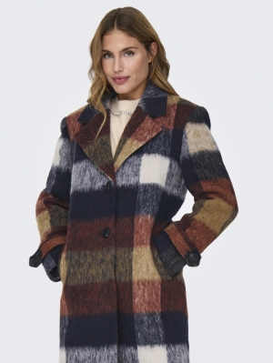 ONLALINA LIFE CHECK WOOL COAT 229735001 Rust/