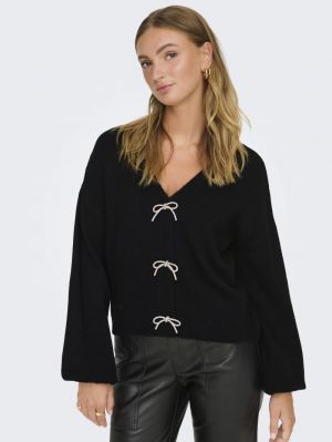 ONLDONNA LS BOW V-NECK KNT 177911 Black