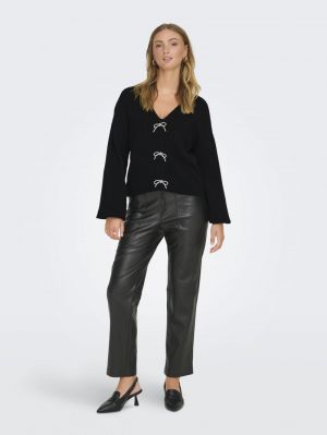 ONLDONNA LS BOW V-NECK KNT 177911 Black